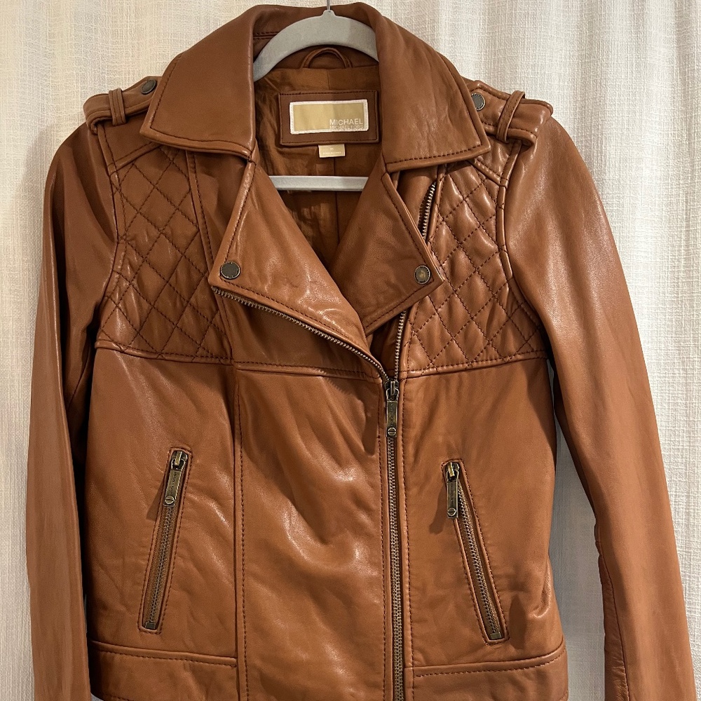 Michael Kors Luggage Moto leather jacket